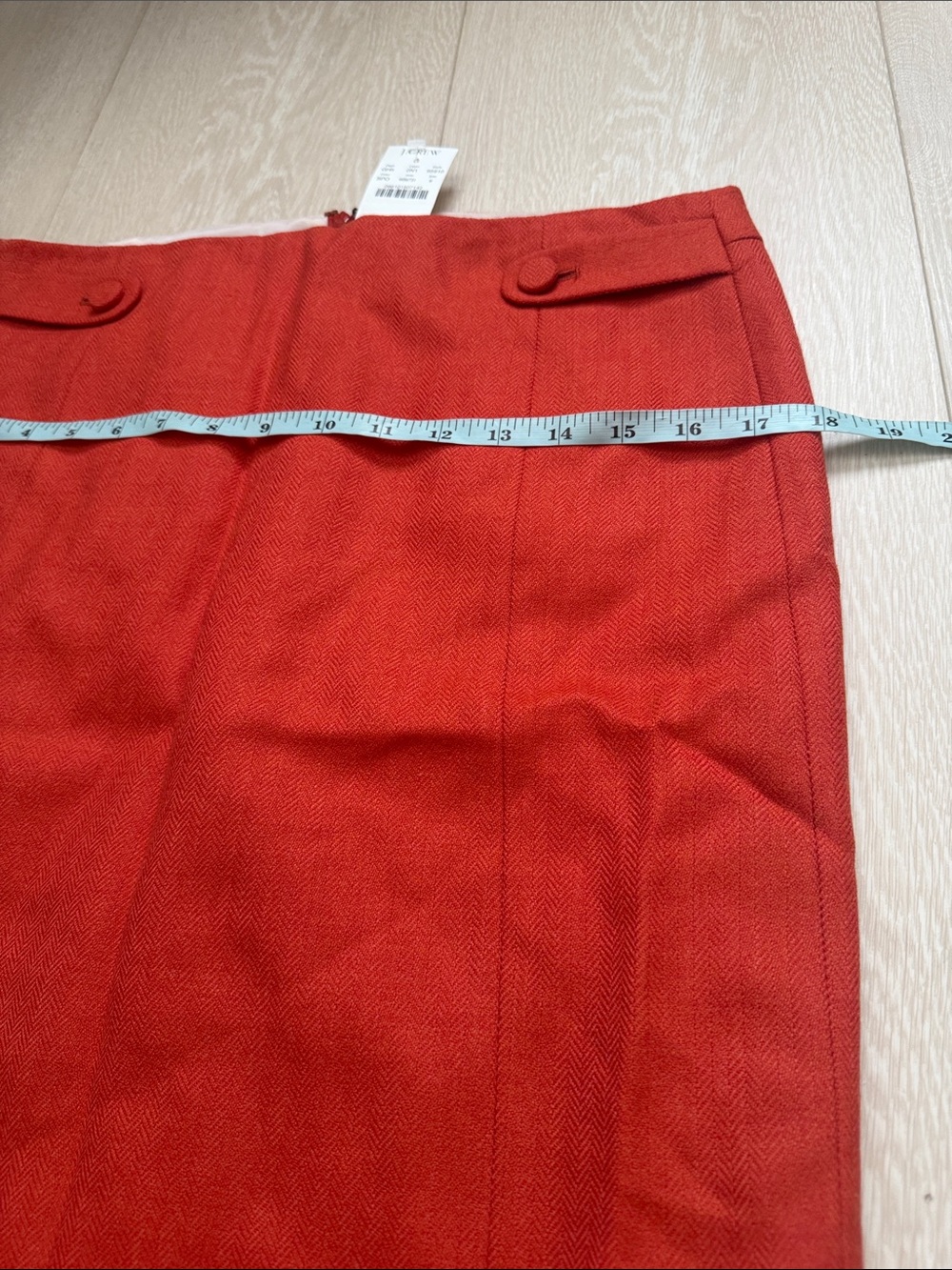 J. Crew Orange Red Button-Tab Pencil Skirt - Picture 6 of 8